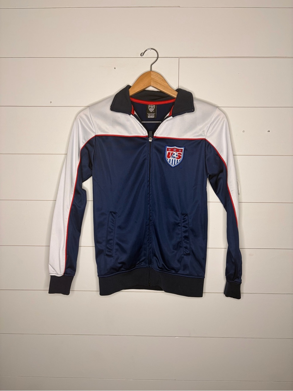 USA Men Sz YL USA Futbol Football Soccer Team USMNT Jacket Blue Full Zip Track